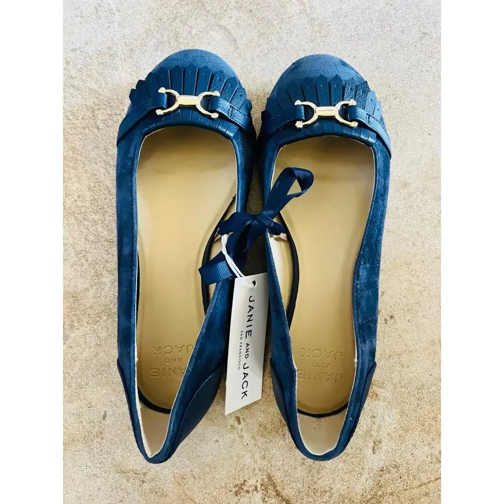 NWT❤️Janie and Jack Suede Bridle Bit Flat sz4